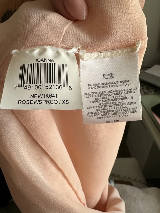 BCBG Max Azria Joanna Sequin Blouse XS Peach Blush Layered Top - Picture 2 of 6